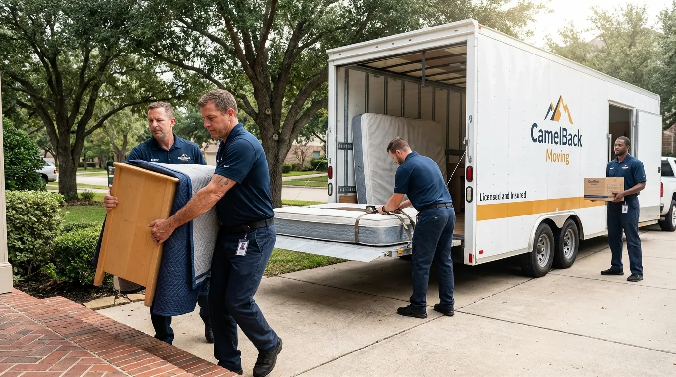 Crew loading residential truck for cross-state move from Cairo, IL