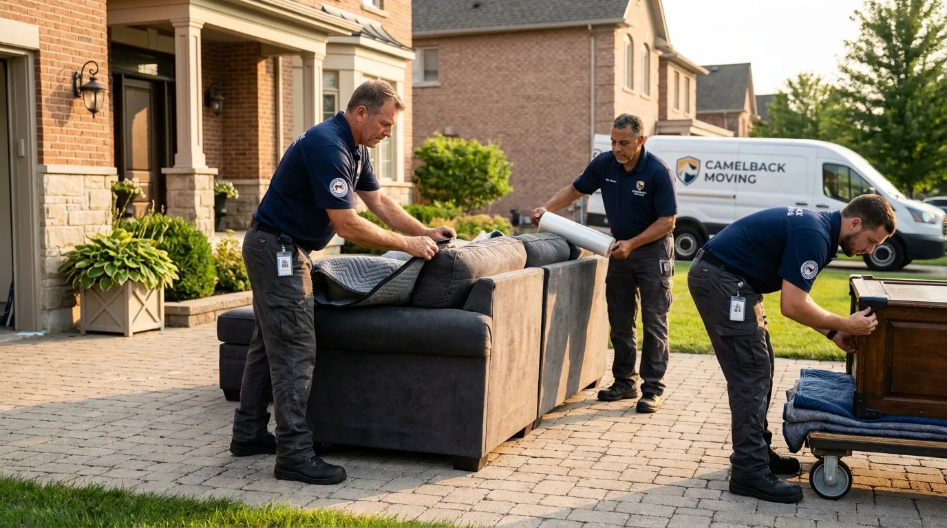 Large estate moving crew wrapping furniture in Cairo, IL